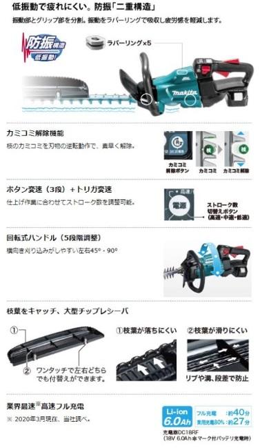 マキタ　MUH405DZ(本体のみ)　(バッテリ・充電器別売)　充電式ヘッジトリマ 商品画像4：e-tool
