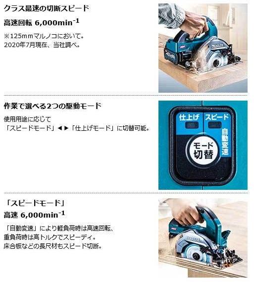 マキタ　HS007GZB　黒　(本体・チップソー付き)　(バッテリ・充電器・ケース別売)　125mm　充電式マルノコ(無線非対応)　一般ベース一体式 商品画像2：e-tool