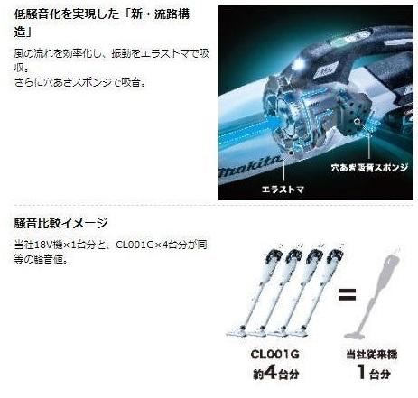 マキタ CL001GRDCW (バッテリ1個・充電器付)(ロック付サイクロンアタッチメント付) 充電式クリーナー 40V 2.5Ah　スノーホワイト 商品画像3：e-tool