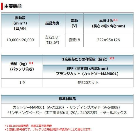 マキタ　TM52DZ　(本体のみ)(バッテリ・充電器・ケース別売)　充電式マルチツール　18V 商品画像11：e-tool