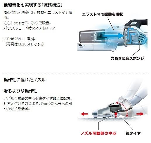 マキタ CL284FDRFW 白 セット(バッテリ・充電器付) 充電式クリーナー カプセル式 18V 3.0Ah 商品画像4：e-tool