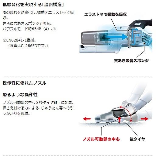 マキタ CL285FDRFW セット(バッテリ・充電器付) 白 充電式クリーナー 18V 紙パック式 ワンタッチスイッチ 3.0Ah 商品画像4：e-tool