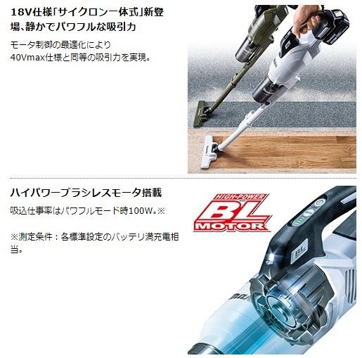 マキタ CL286FDRFW セット 白 (バッテリ・充電器付) 充電式クリーナー サイクロン一体式 18V 3.0Ah 商品画像3：e-tool