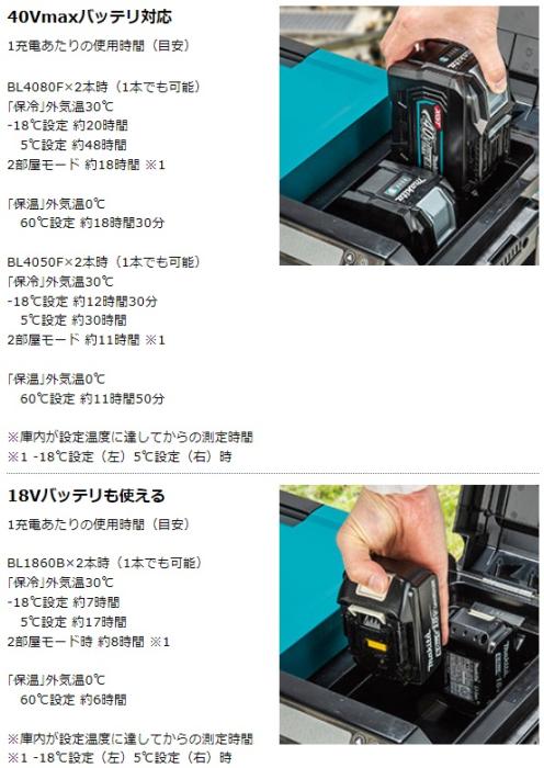 マキタ CW004GZ (本体のみ) (バッテリ・充電器別売) 充電式保冷温庫 29L 40Vmax・18V 青色 商品画像9：e-tool