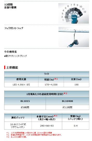 マキタ　ML106　(本体のみ)(電池・充電器別売)　フラッシュライト　10.8V 商品画像3：e-tool
