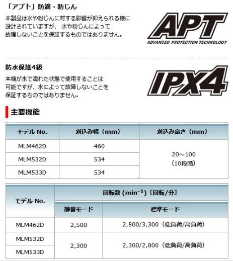 「大型商品」発送先に会社名・屋号が必要です。マキタ　MLM462DZ(本体のみ)　(バッテリ・充電器別売)　460mm　充電式芝刈機　18V+18V 商品画像8：e-tool