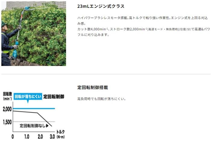 「大型商品」発送先に会社名・屋号が必要です。マキタ MUN001GZ (本体のみ) (バッテリ・充電器別売) 充電ポールヘッジトリマ 刃物長600mm 偏角拝み刃仕様 40Vmax 商品画像4：e-tool