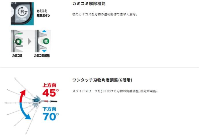 「大型商品」発送先に会社名・屋号が必要です。マキタ MUN001GZ (本体のみ) (バッテリ・充電器別売) 充電ポールヘッジトリマ 刃物長600mm 偏角拝み刃仕様 40Vmax 商品画像5：e-tool