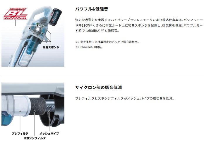 マキタ CL004GZW 白 (本体のみ) (充電器・バッテリー別売) 充電式クリーナー 40Vmax 電動回転ブラシ・サイクロン搭載 商品画像4：e-tool