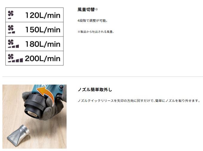 マキタ HG001GZK (本体+ケース) (バッテリ･充電器別売) 充電式ヒートガン 40Vmax ホットエアガン 商品画像5：e-tool