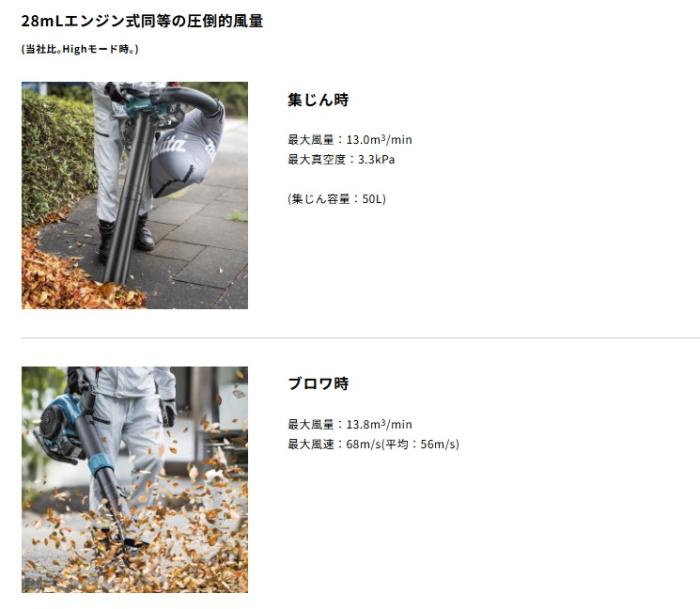 マキタ MUB003GZV(本体+バキュームキット付) (バッテリ･充電器別売) 充電式ブロワ 40Vmax 商品画像4：e-tool