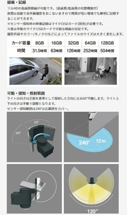 20W 追尾LEDセンサーライトカメラ C-AC1020TA ライテックス 商品画像4：e-tool