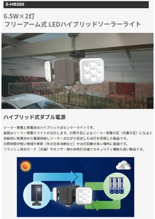 6.5Wx2灯 LEDハイブリッド S-HB250 ライテックス 商品画像2：e-tool