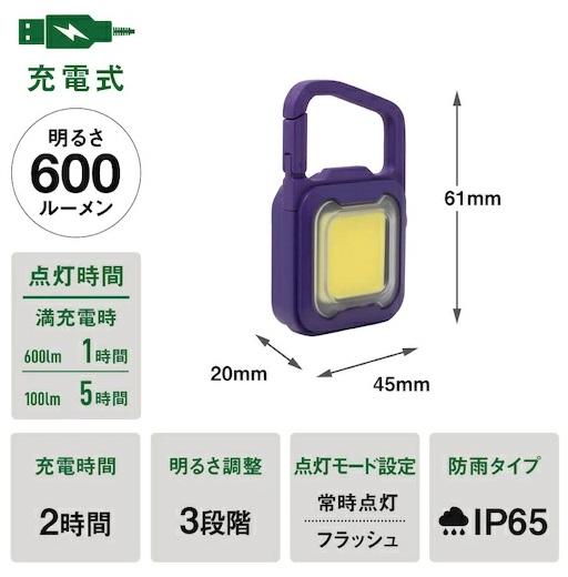 充電式スーパーフラッシュライト6W パープル COB-WL010PU ライテックス 商品画像6：e-tool