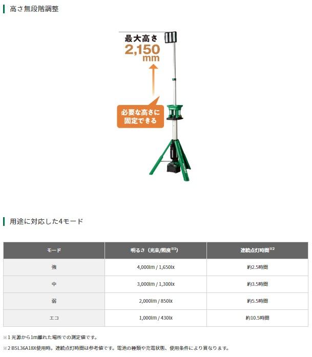 「大型商品」発送先に会社名・屋号が必要です。ハイコーキ UB18DG(NN) (本体のみ) コードレススタンドライト 18V ACアダプタ付き LED 投光器 HiKOKI 商品画像4：e-tool