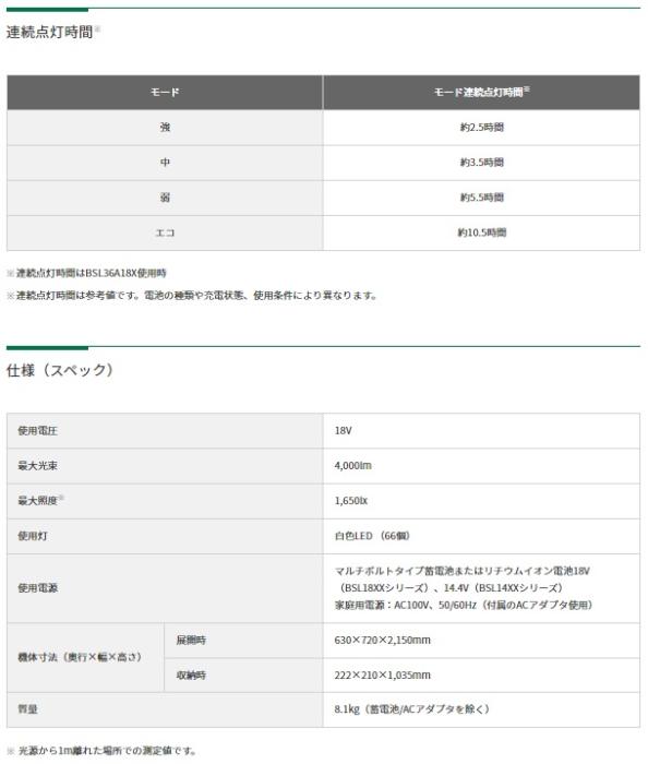 「大型商品」発送先に会社名・屋号が必要です。ハイコーキ UB18DG(NN) (本体のみ) コードレススタンドライト 18V ACアダプタ付き LED 投光器 HiKOKI 商品画像6：e-tool