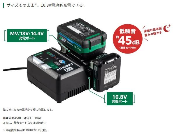 ハイコーキ UC18YDML 2ポート急速充電器 10.8V/14.4V/18V/36Vマルチボルト用 静音モード 商品画像2：e-tool