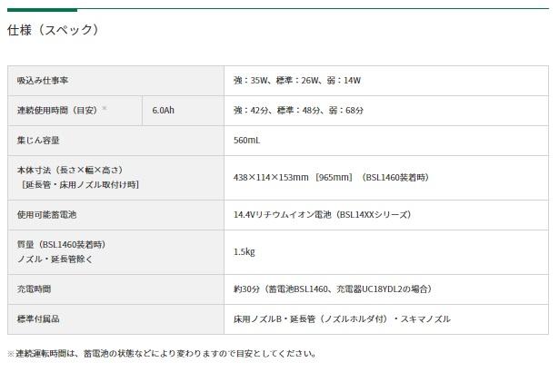 ハイコーキ R14DB(NN) 本体のみ (バッテリ・充電器別売) コードレスクリーナー カプセル式 パネルスイッチ 14.4V 商品画像6：e-tool