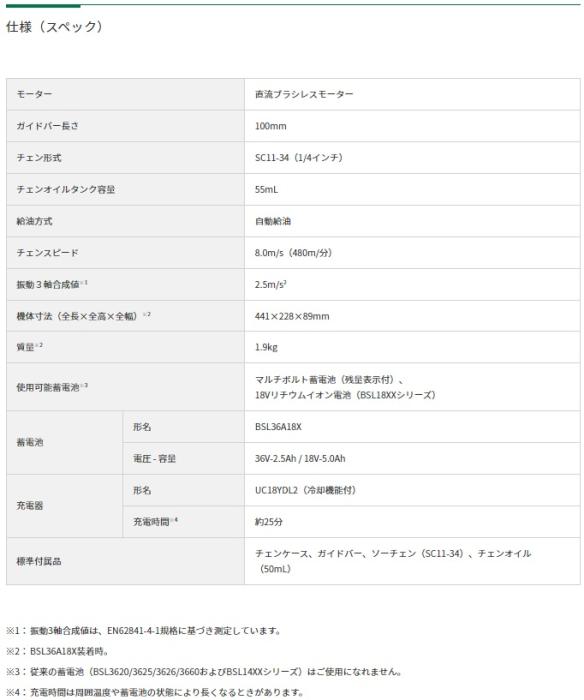 ハイコーキ CS1810DD(XPZ) (バッテリ1個・充電器付) 18V ハンディチェーンソー ガイドバー100mm 商品画像4：e-tool