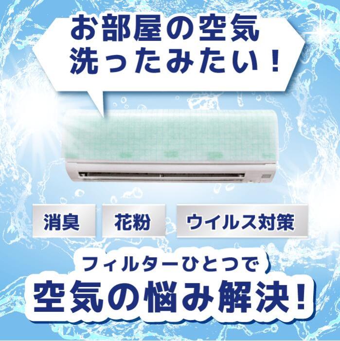 抗菌 ウイルス エアコン フィルター 2枚入 380 × 800 mm 家庭用 抗ウイルス 抗カビ 消臭 高機能 エアコン用フィルター 貼るだけ 日本製 空気の王様 商品画像2：総合通販サイト 家電横丁