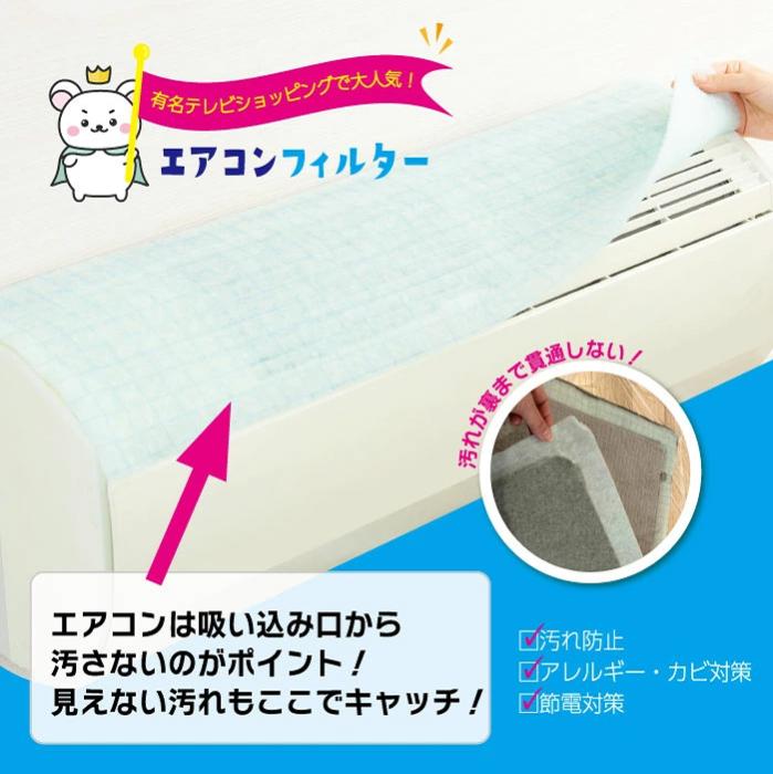 抗菌 ウイルス エアコン フィルター 2枚入 380 × 800 mm 家庭用 抗ウイルス 抗カビ 消臭 高機能 エアコン用フィルター 貼るだけ 日本製 空気の王様 商品画像12：総合通販サイト 家電横丁