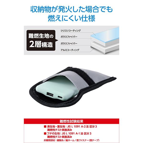 BMA-MBP01SGY グレー モバイルバッテリー用 難燃ポーチ Sサイズ ガジェットケース 商品画像3：総合通販サイト 家電横丁