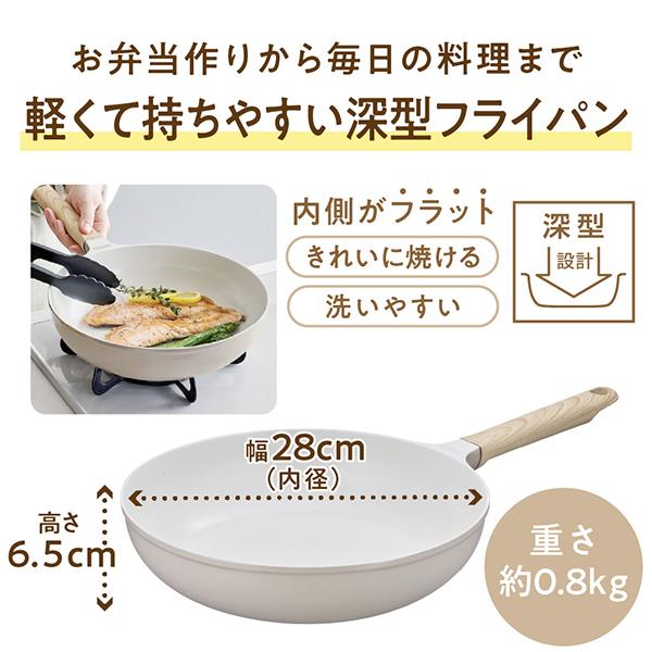 サーモス セラプロテクトシリーズ フライパン ガス火・IH対応 28cm グレージュ KFO-028-GG ［IH対応］ 商品画像2：総合通販サイト 家電横丁