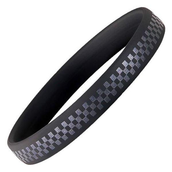 SM0018 ブラック×パール スパークノン×シリコンバンド市松模様 M