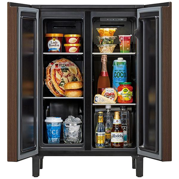 AQUA（アクア） 2ドア冷凍冷蔵庫 ルーク AQR-FD7B(T) ブラウンウッド 幅60cm 72L 2ドア 観音開きタイプ 商品画像3：総合通販サイト 家電横丁