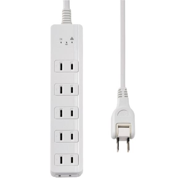 WB-A61-W ホワイト コード付きアラームタップ6P1m 6個口1m 商品画像2：総合通販サイト 家電横丁