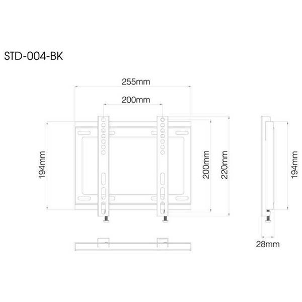 朝日木材 テレビ 壁掛金具 STD-004-BK ブラックウォール　フィットマウント 推奨テレビサイズ 26～43V 商品画像2：総合通販サイト 家電横丁