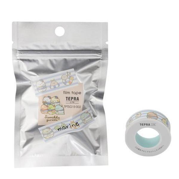 TPTSG15-002「テプラ」Lite フィルムテープ すみっコぐらし柄 マリン 15mm 4m