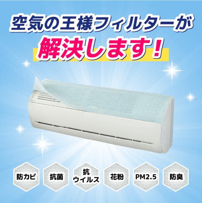 抗菌 ウイルス エアコン フィルター 2枚入 380 × 800 mm 家庭用 抗ウイルス 抗カビ 消臭 高機能 エアコン用フィルター 貼るだけ 日本製 空気の王様 商品画像5：総合通販サイト 家電横丁 PLUS