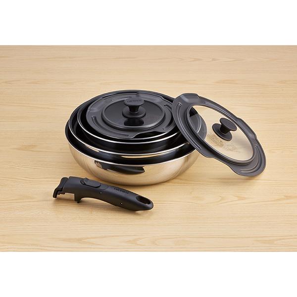 取っ手の取れるフライパン 8点セット ステンレス KSF-8A-S 商品画像3：総合通販サイト 家電横丁 PLUS