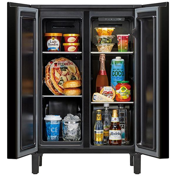 アクア  家具冷蔵庫 AQR-FD7B(K)  マットブラック 600mm 72L 2ドア 観音開きタイプ 2026年 商品画像3：総合通販サイト 家電横丁 PLUS