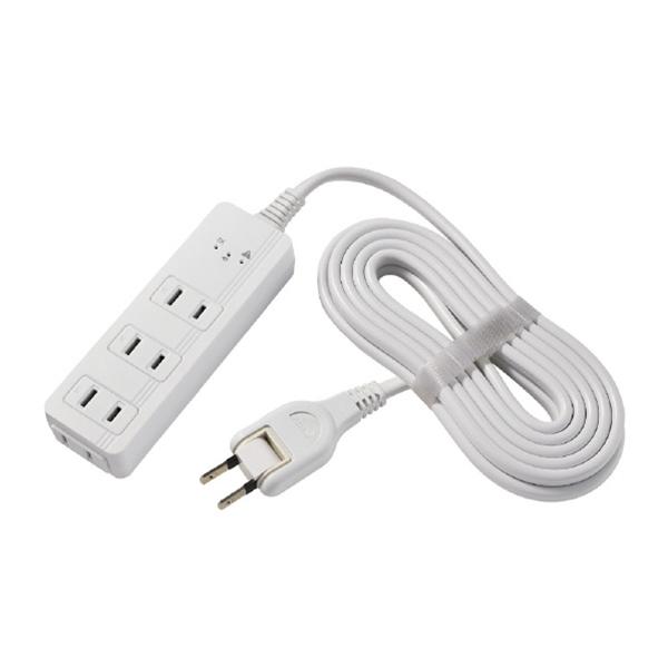 WB-A43-W ホワイト コード付きアラームタップ4P3m 4個口3m