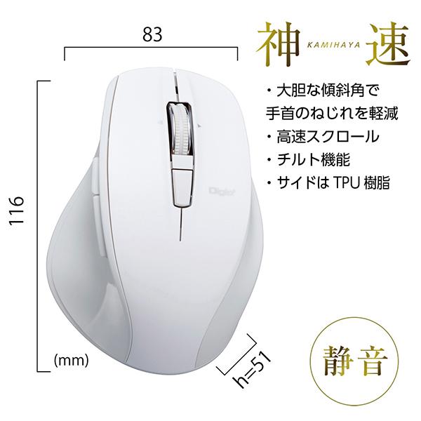 MUS-BKF165NW Nﾎﾜｲﾄ 高速ｽｸﾛｰﾙﾎｲｰﾙ搭載 神速ｼﾘｰｽﾞBluetooth静音5ﾎﾞﾀﾝBlueLEDﾏｳｽ 商品画像3：総合通販サイト 家電横丁 PLUS