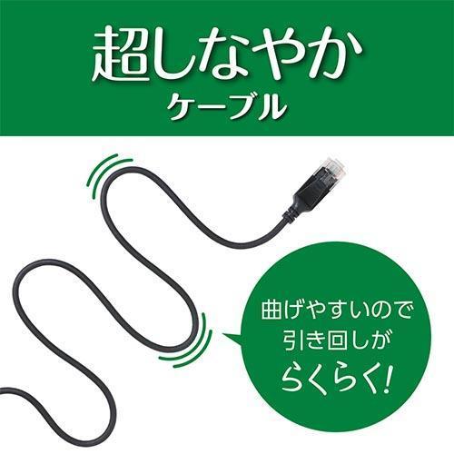 ミヨシ 極細LANケーブル 10m 黒 C6A-S10BK LANケーブル C6AS10BK 商品画像3：総合通販サイト 家電横丁 PLUS