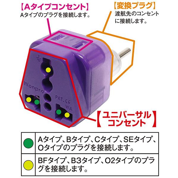 ナカバヤシ 海外用変換プラグ 2個口 Cタイプ MBA-WC 商品画像4：総合通販サイト 家電横丁 PLUS