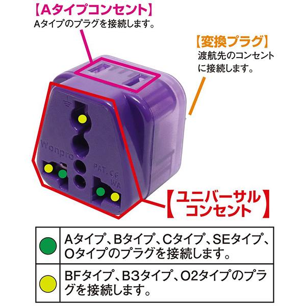 MBA-WO Oタイプ 海外電源変換アダプタ Wコンセント 商品画像4：総合通販サイト 家電横丁 PLUS