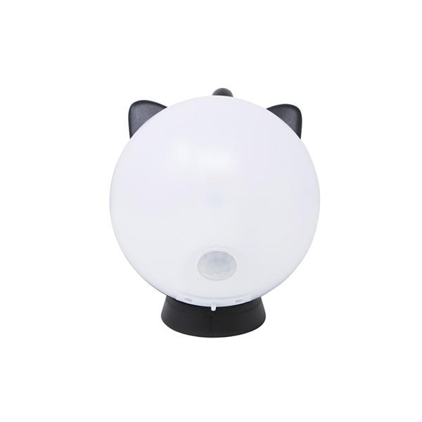 ムサシ 充電式 まんまるねこちゃんセンサーライト ブラック WAM051-BK LED /･･･