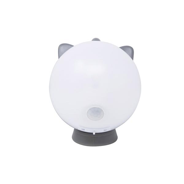 ムサシ 充電式 まんまるねこちゃんセンサーライト グレー WAM052-GR LED /昼･･･
