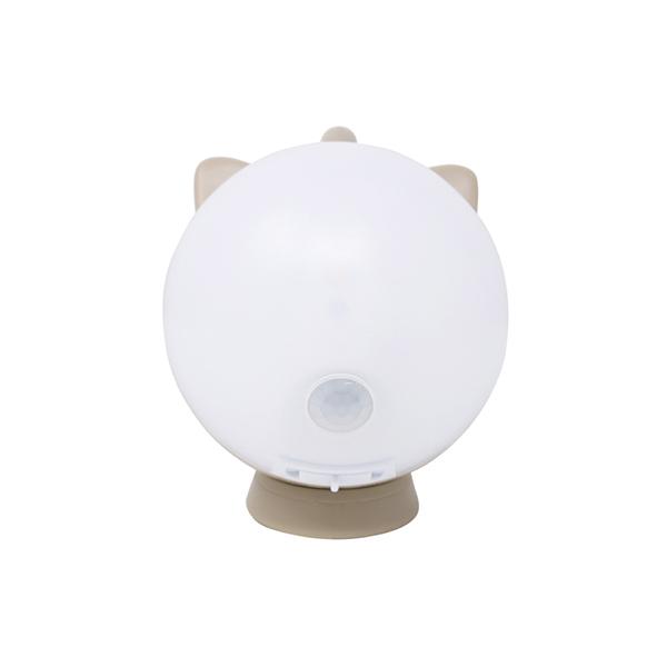 ムサシ 充電式 まんまるねこちゃんセンサーライト アーモンドクリーム WAM053･･･