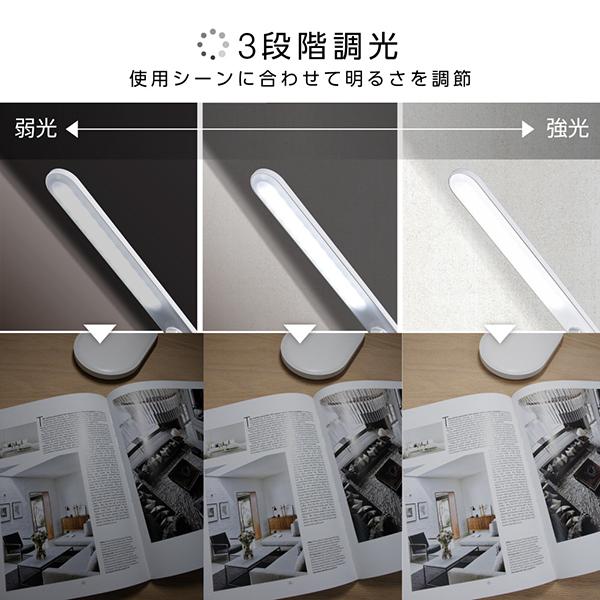 ゼピール LEDスタンドライト　ZLT-10B-W  LEDライト インテリア 照明 コンセント USB 3段階調光 昼白色 商品画像4：総合通販サイト 家電横丁 PLUS
