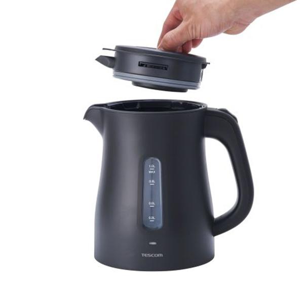 TKE30A-K ブラック 電気ケトル 1.0L 1200W急速沸騰 転倒お湯もれ防止 空焚き防止 商品画像5：総合通販サイト 家電横丁 PLUS