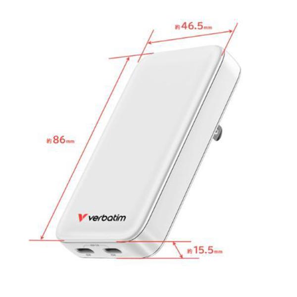 GNC-65SLIMWV1 ホワイト すっきり薄型 GaN搭載PD対応充電器 65W 商品画像2：総合通販サイト 家電横丁 PLUS