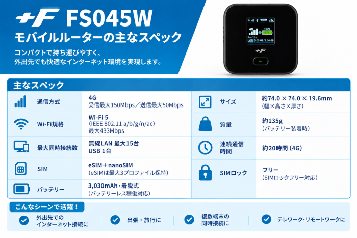 【期間限定価格】＋F ConnectIN povo FS045W 10GBプラン 端末セット 商品画像4：EC CREW