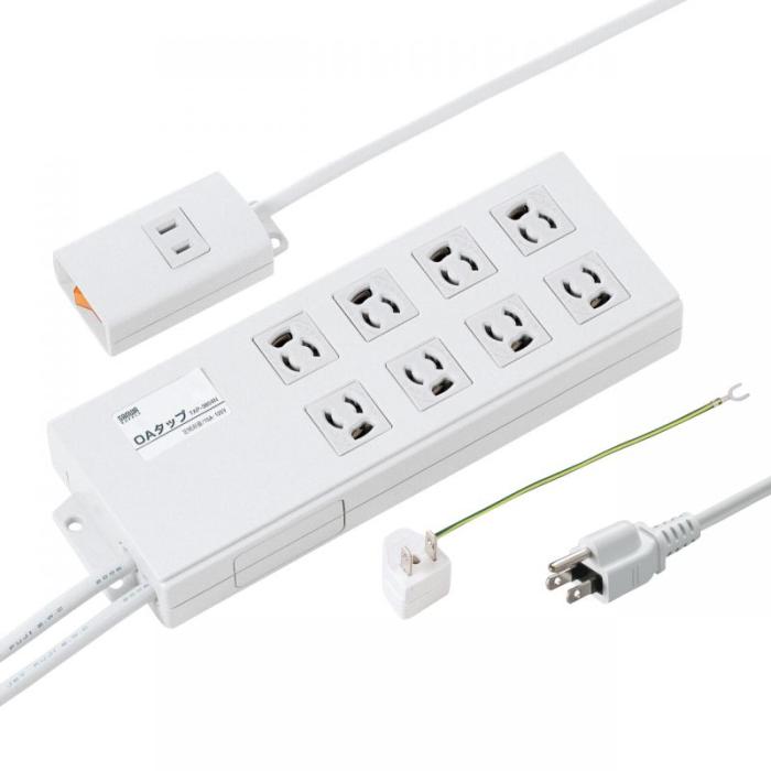 TAP-3804N 抜け止めタップ 手元集中スイッチ付き (3P・8個口・2m)