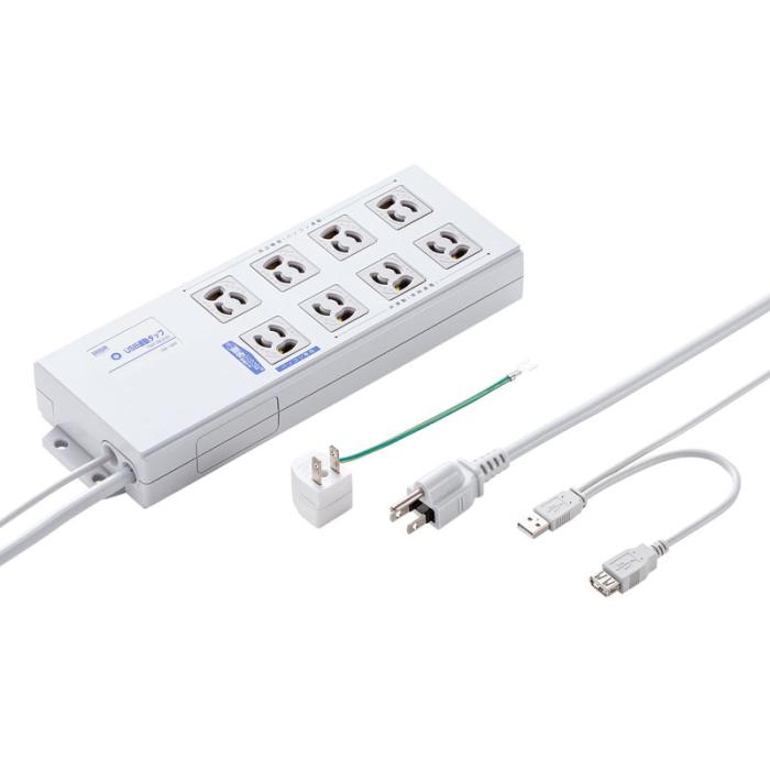 TAP-RE2UN USB連動タップ (3P・8個口・2m)