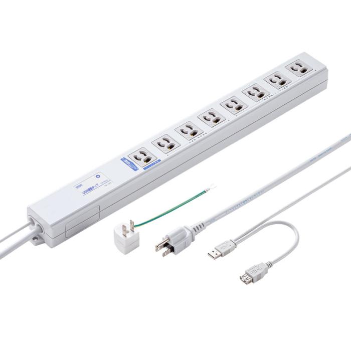 TAP-RE4UN USB連動タップ (3P・8個口・2m)